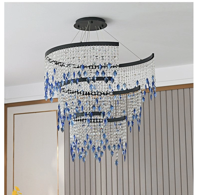 Modern Square Crystal Chandelier Pendant Lamps for Hotel Room Decor