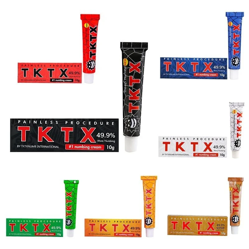 Wholesale/Supplier Tattoo Tktx 49.9% Numb Cream Anesthetic Ointment Painless Procedure International Red Blue Yellow Orange Green Black Gold 49.9% Tktx Numbing Cream