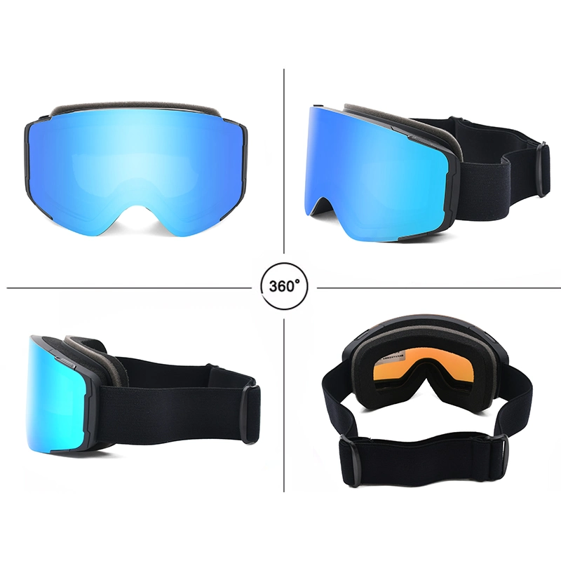 UV-Schutz zylindrische magnetische Skifahrbrille Anti Fog Snow Board Brille für Erwachsene