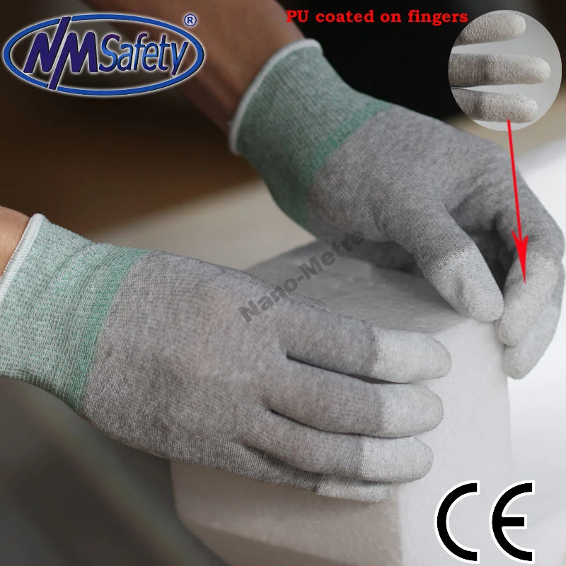 Nmsafety Carbon Liner Palm Coated PU ESD Glove