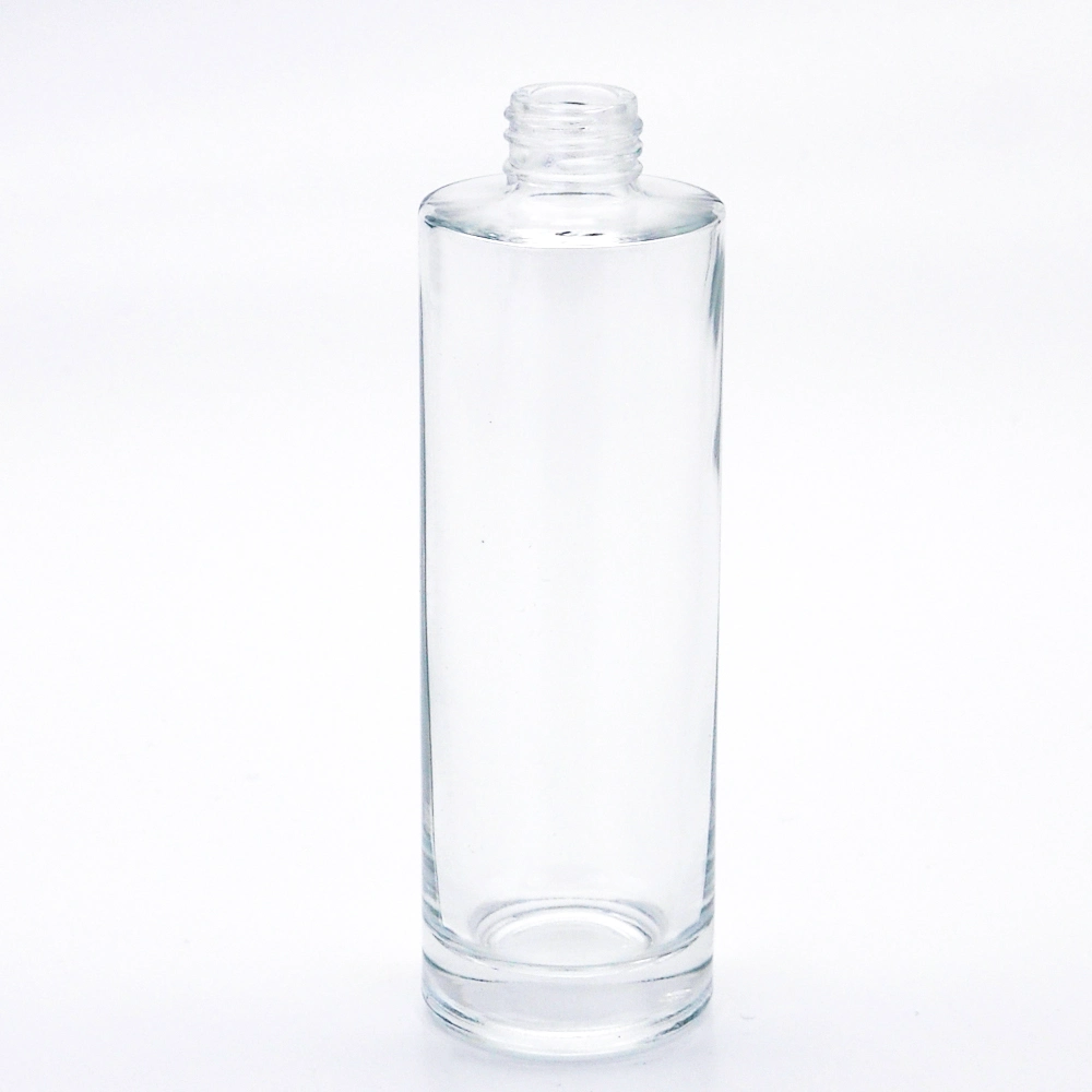 Empty 125ml Glass Perfume Bottle Round-Shape Thread Screw Bottleneck Sealing with Screw Sprayer or Cosmetic Packaging Lotion Pump Dropper Cream Essence Bottle