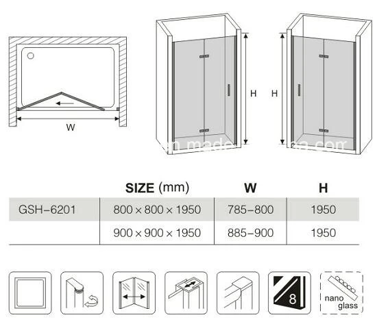 Receptáculo de ducha Bifold supremo puerta con cristal de fácil limpieza