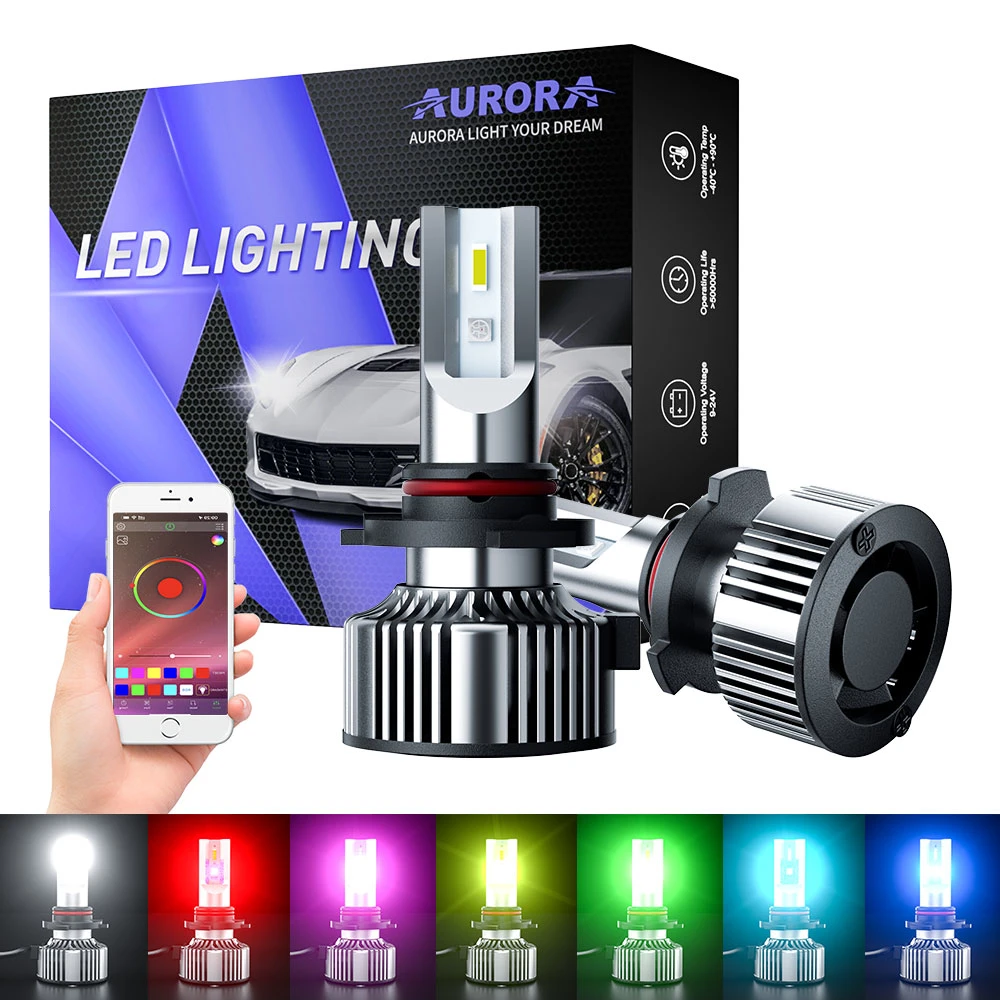 Ampoules de phares de voiture LED Aurora Wholesale 50W 6500K H7 RGB
