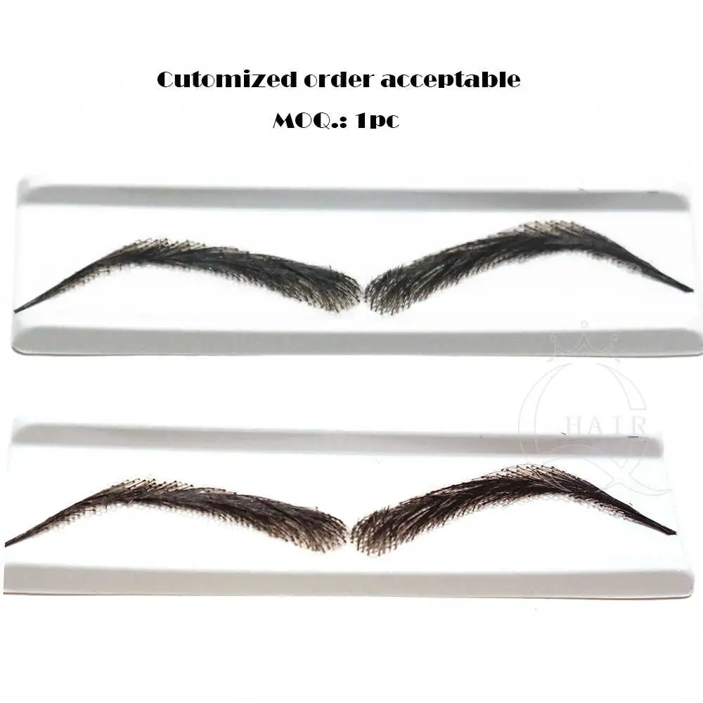 Cheveux humains, sourcils pour hommes noués à la main, sourcils pour femmes, sourcils artificiels.