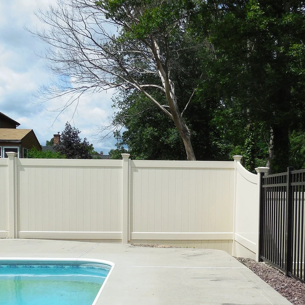 Classical Style Outside PVC Privacy Pool Fencing, Prime Vinyl Garden Fencing