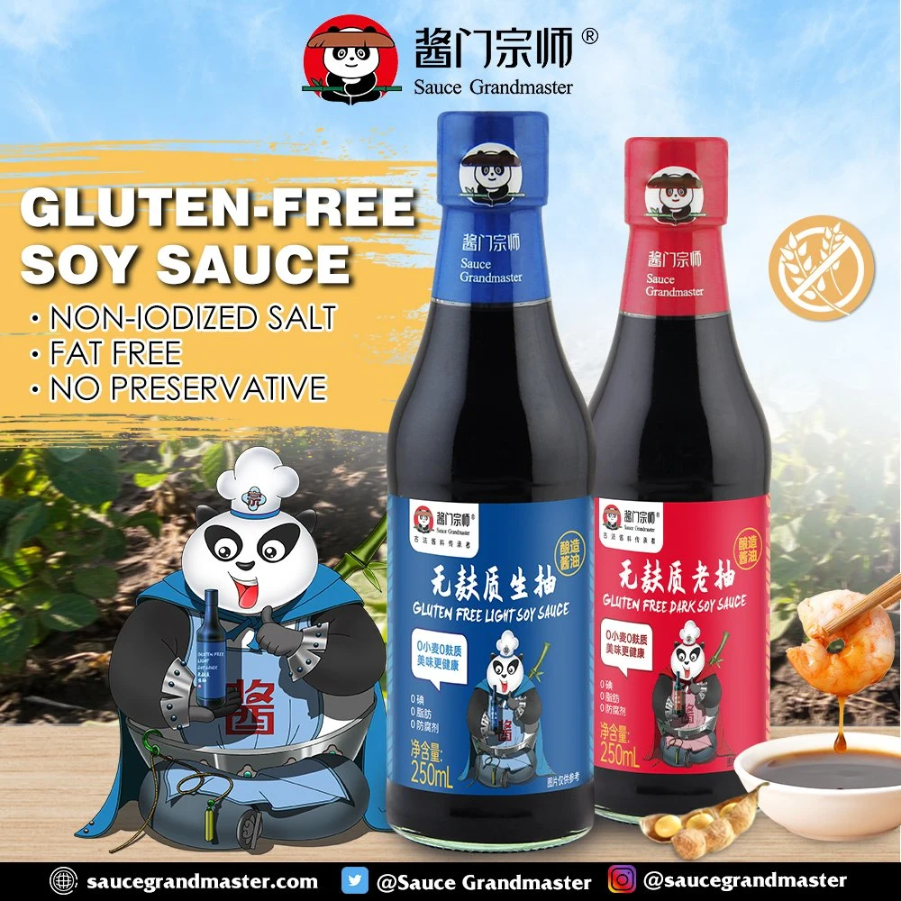 500 ml de salsa de cerveza, naturalmente, el Gran Maestro de la luz libre de gluten Mayorista/Proveedor de salsa de soja con el precio de fábrica