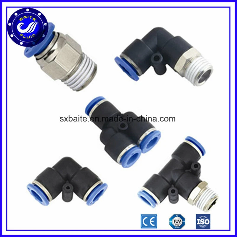 China Tube Threaded Pneumatic Air Hose Fittings Plastic Metal PU Pneumatic Fittings