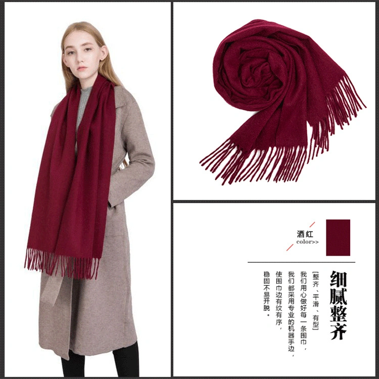 Fashion Solid Color Women's Winter 100% Cashmere Scarf Women's Warm in Stock