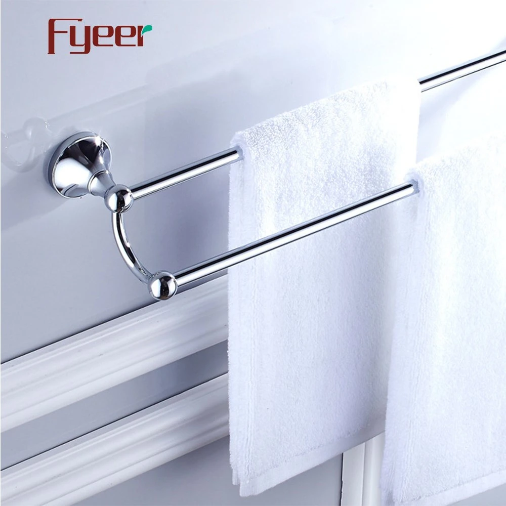 Fyeer Bathroom Accessory Chrome Brass Double Towel Bar