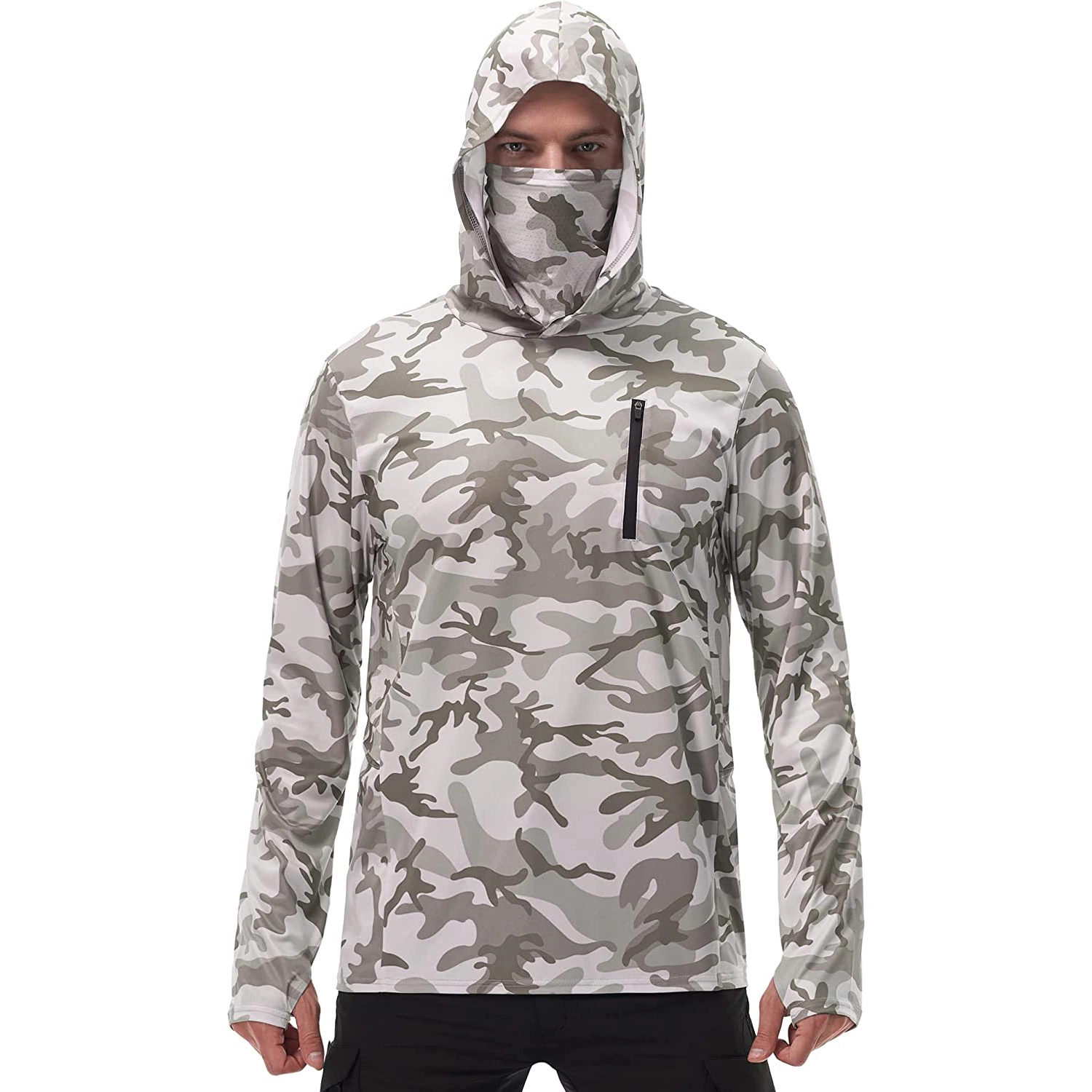 Entraînement sport en mesh polyester à manches longues et protection solaire au design personnalisé Ensemble randonnée pêche à capuche