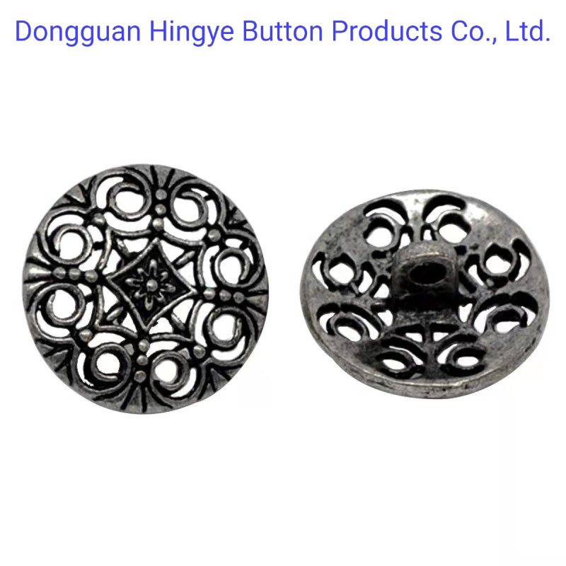 Old Silver Color Metal Button Zinc Alloy Metal Sew on Shank Button for Coat Garments Accessories