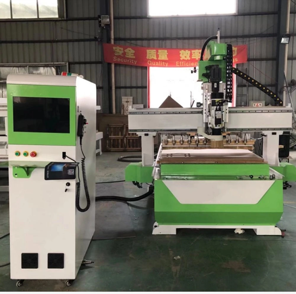 Wood MDF Furniture Chair Processing Making Equipment Atc Woodworking Drilling Cutting Engraving CNC Router Machine 1325 Auto Tool Change Aluminum PVC Acrylic