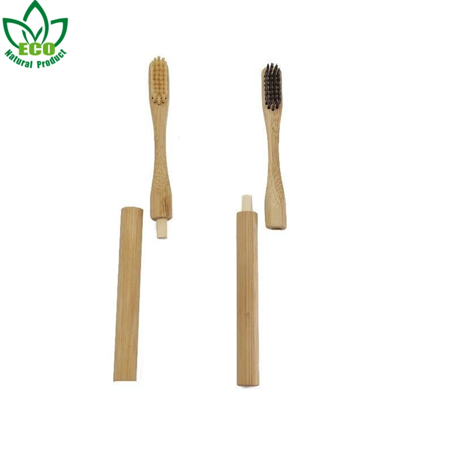 Adult Eco Friendly Biodegradable Round Handle Bamboo Toothbrush with Replaceable Head