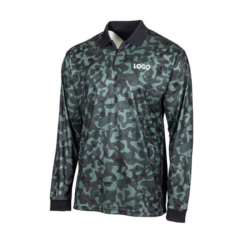 Custom Polyester Sports Wear Sublimated Printing Long Sleeves Jersey Uniform Fishing Shirts Clothing with 1/4 Zipper