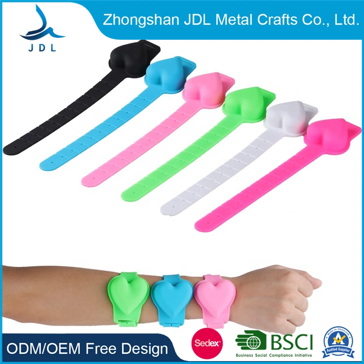 Factory Supply Promotional Eco-Friendly Embossed Debossed Silicone Bracelet Security Bacteria Elimination Sanitiser Dispenser Wristband