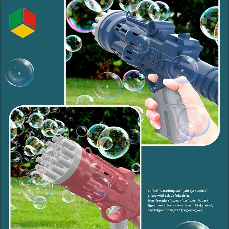 QS 24 Löcher riesige automatische Raketenabwehr Bubble Gun Spielzeug Gatling Bubble Gun für Kinder Outdoor elektrische Bubble Gun mit Licht für Kinder Spielzeug