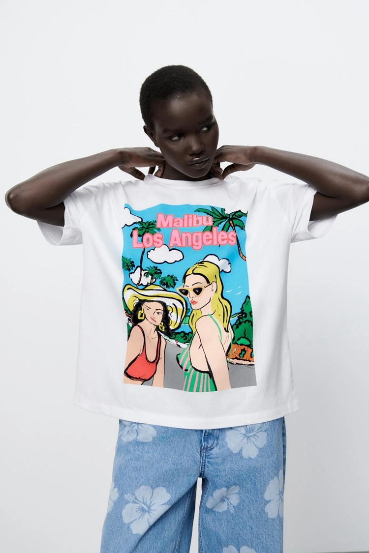 Nuevo diseño más reciente de gran tamaño Camiseta de algodón de moda ropa Verano las prendas de vestir para mujer