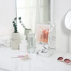 Creative Marble Acrylic Organizer Makeup with Draws Plastics Cosmetic Makeup Case Holder for Lipstick Brushes