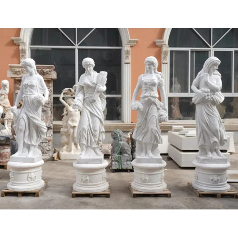 Factpry Skillful Manufacture White Marble Four Season White Marble Stone Statue Sculpture Outdoor Garden Decoration