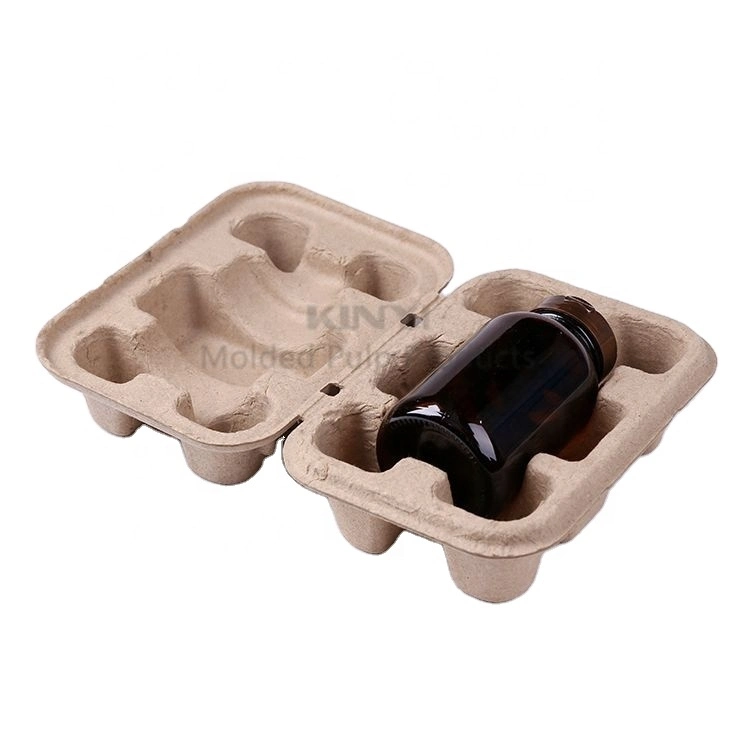 Natürliche Brown Custom Paper Zellstoff Flasche Tray Verpackung