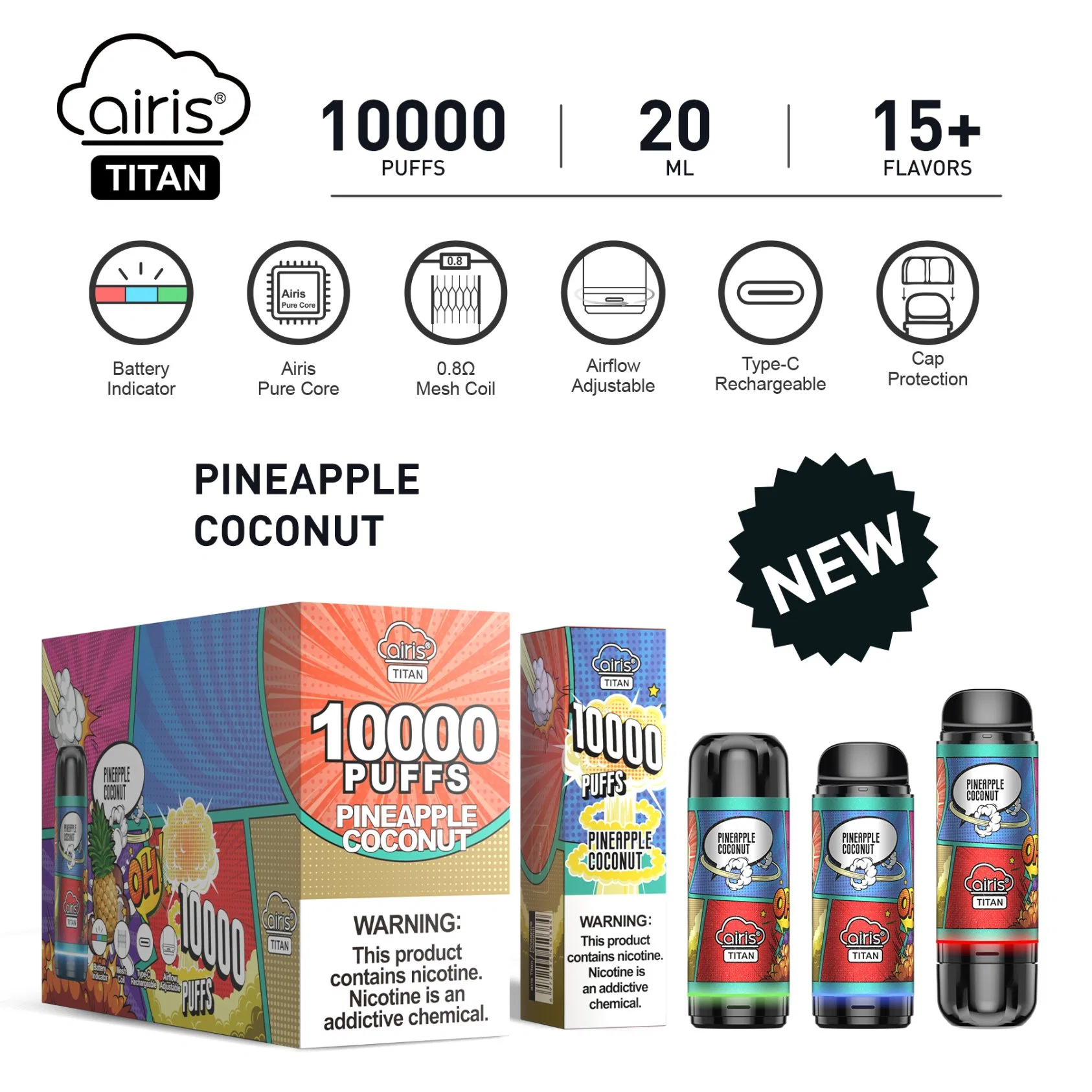 China Factory Großhandel vaper Vapsolo Tornado 10000 Puffs 10K Puff Neuer wiederfüllbarer 20ml-Saft mit Akku-Power-Anzeige für Einweg-Vape Licht