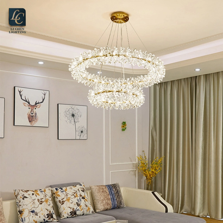 Luxury Design Living Room Dining Room Brass Crystal LED Chandelier