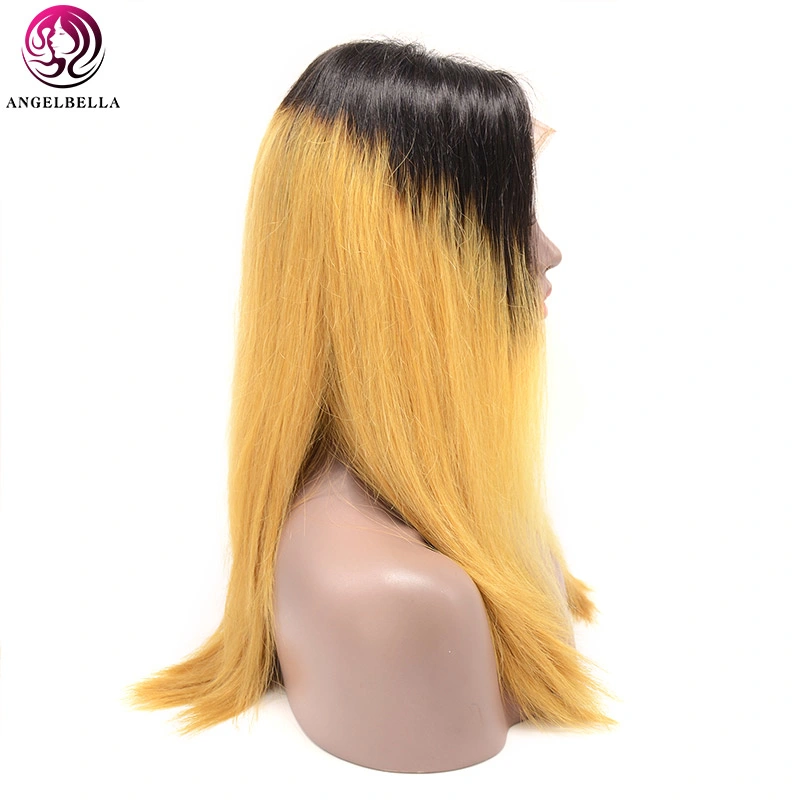 Angelbella Perücken menschliches Haar Spitze vorne Ombre 4*4 1b-27# 18inch Menschliche Haarwellen Haarprodukte für schwarze Frauen