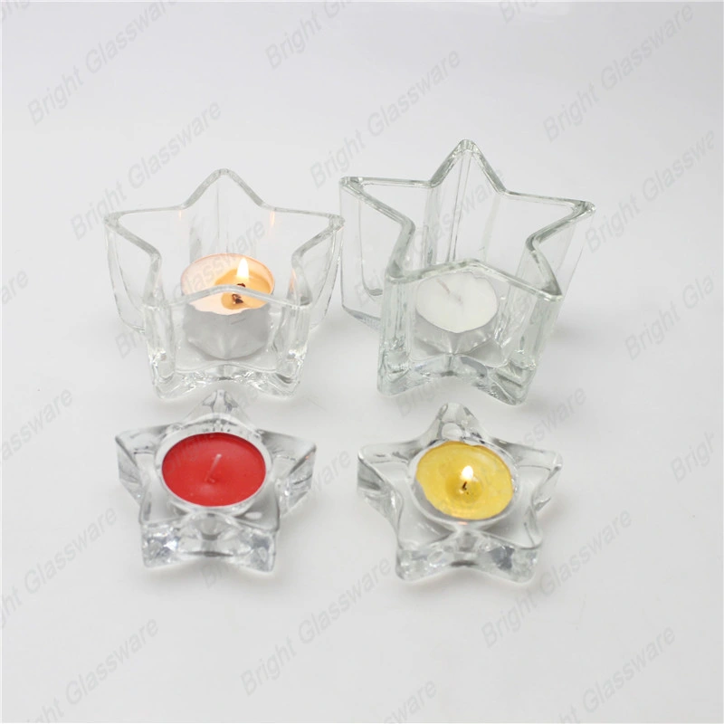 Small Clear Star Shape Glass Tea Light Candle Holders