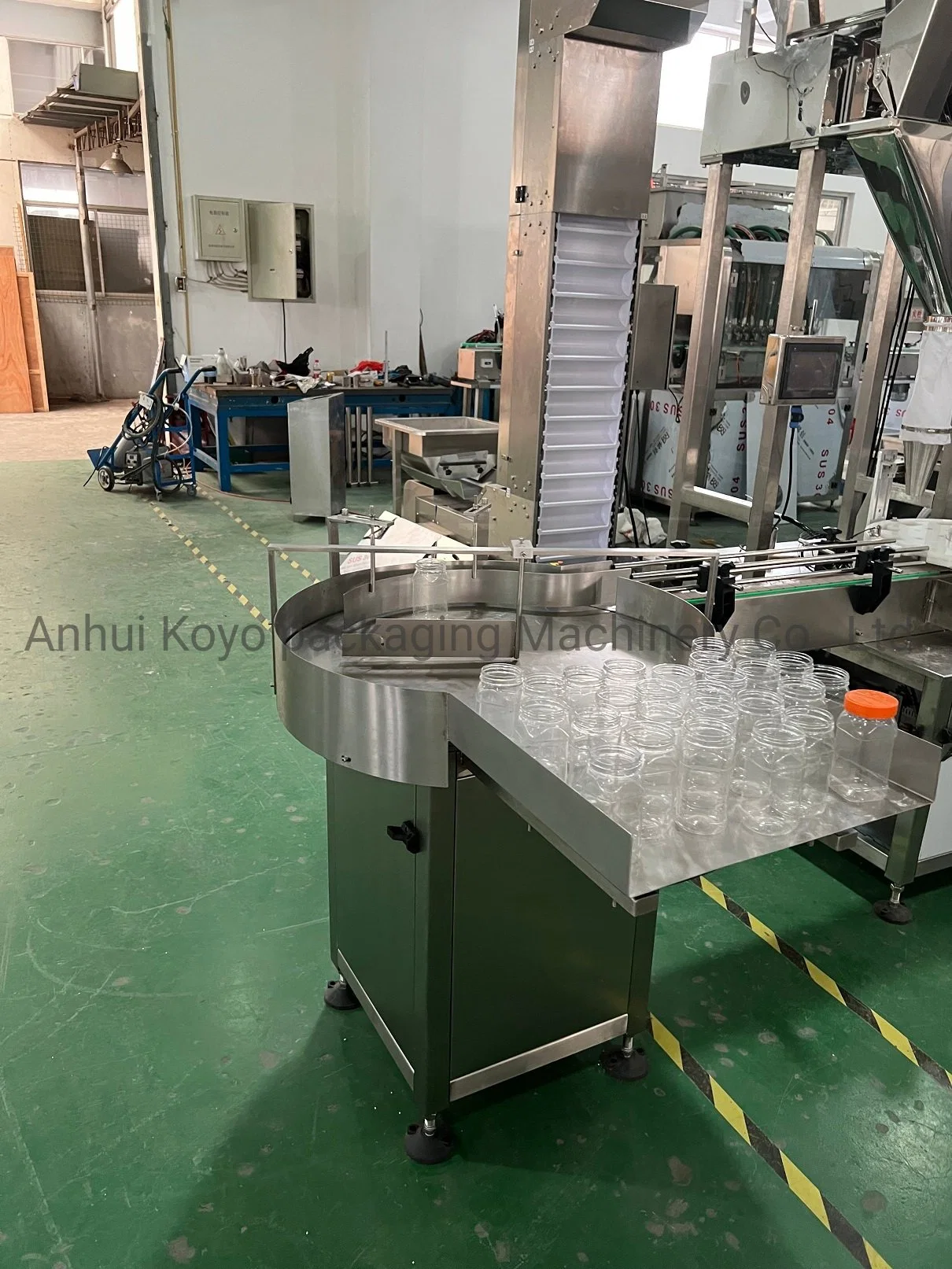 Kylg500 Automatic Spice Seasoning Powder, Granules Can Filling Capping Lableing Machine