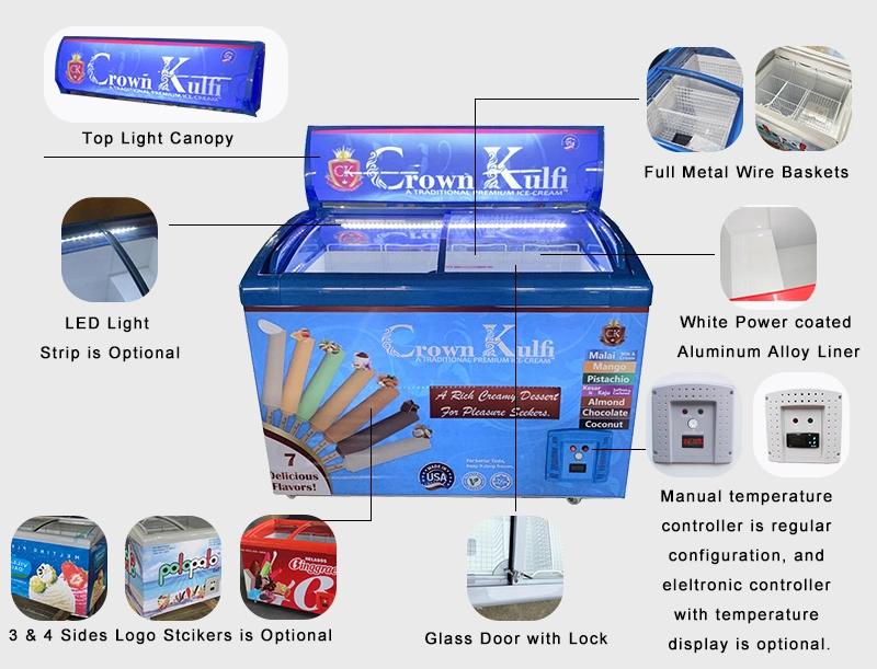 Visualización de tienda comercial helado del congelador congelador presentar tarjeta SD/SC-308S