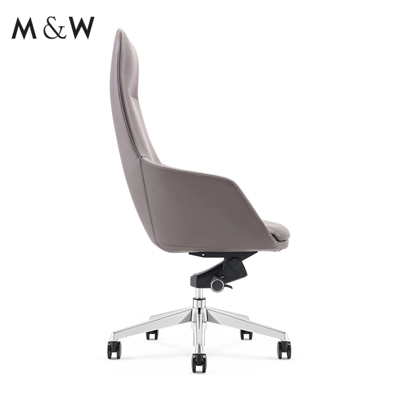 M&W General Manager Office Furniture Genuine Leather Chair Swivel Office Chair with Headrest