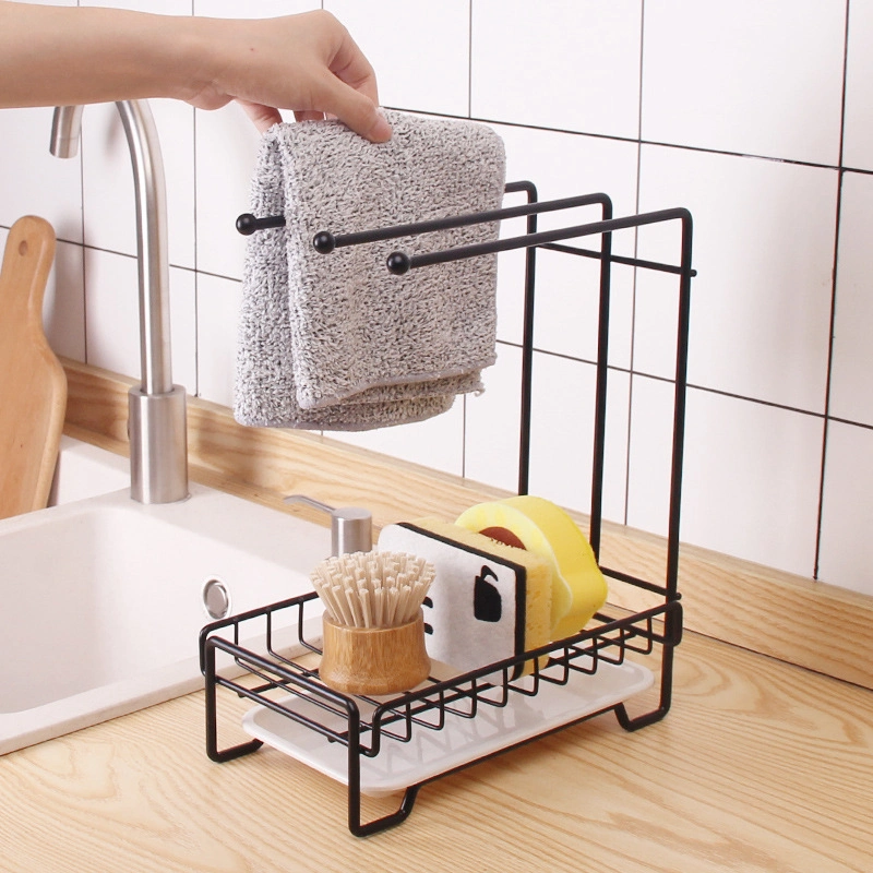 Factory Kitchen Sink Caddy Organizer Basket Rack with 3 Towel Holder for Kitchen Sink