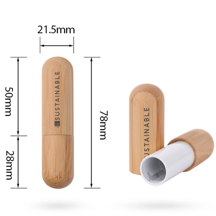 OEM Private Label Innovated Replaceable Round Bamboo Empty Cosmetic Lipstick Container