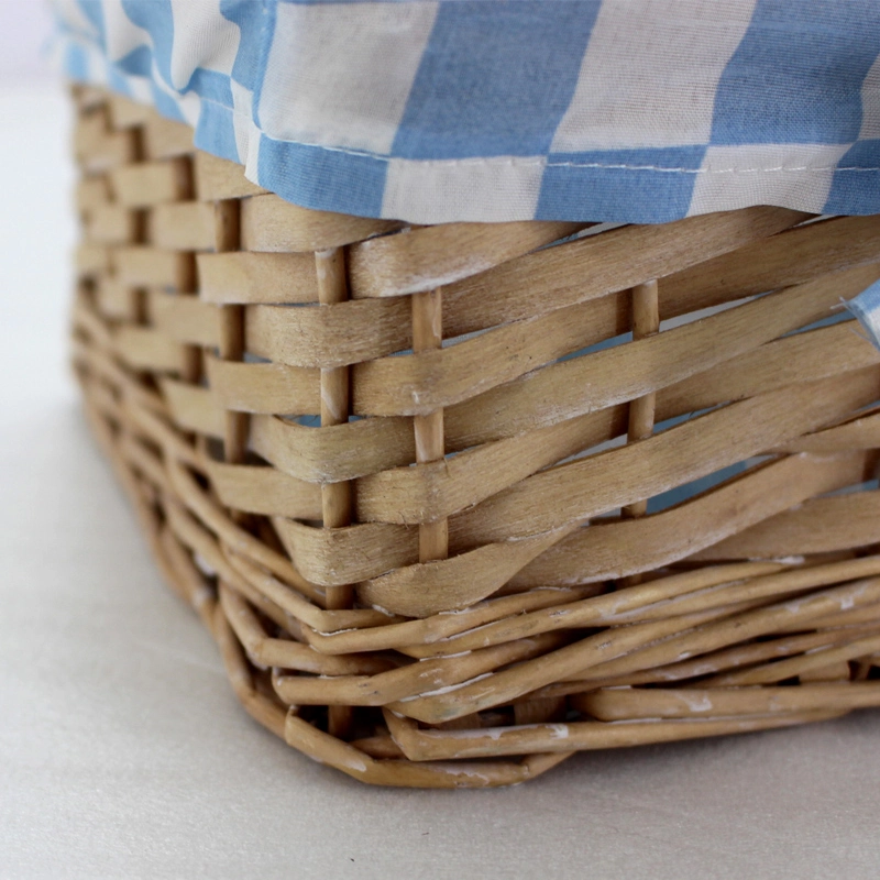 Hot Selling Handmade Rectangular Tabletop Sundries Toy Storage Wicker Woven Basket Set of 2