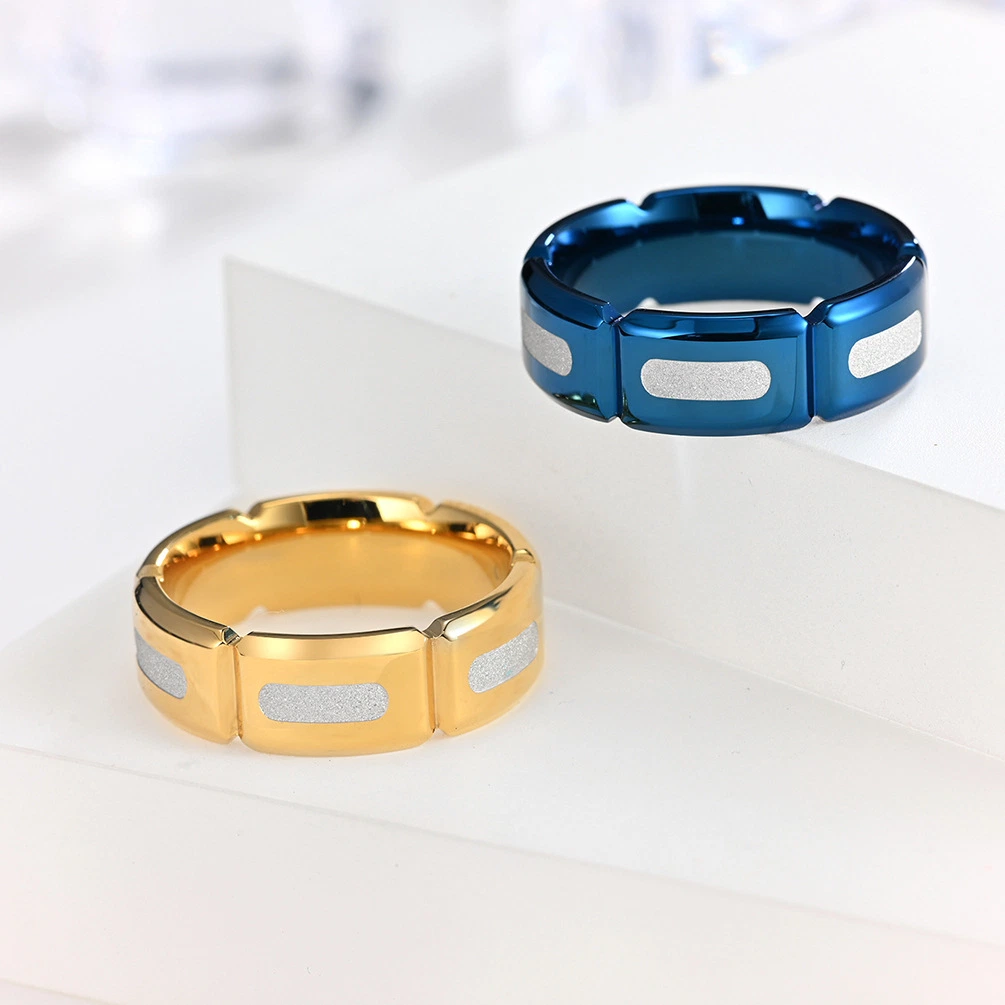 Anillos de acero inoxidable con arena nuevos anillos para hombre