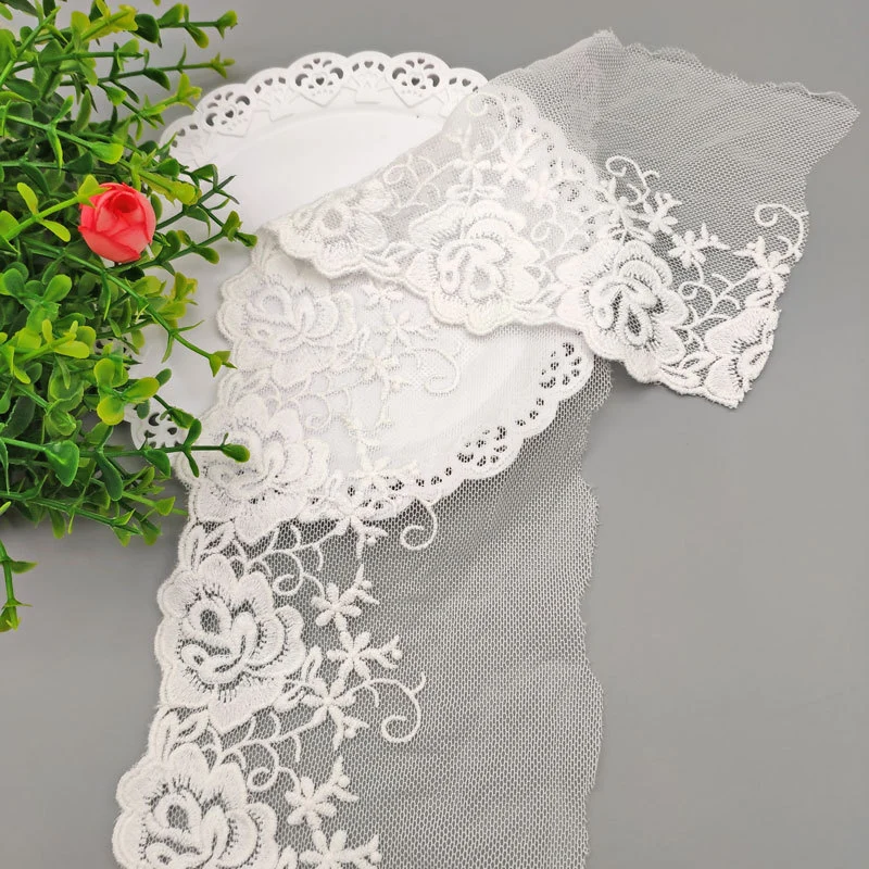 New Style Cotton Embroidery Organza Swiss Lace Trimmings Fabric for Wedding Bridal Evening Dress Cloth Accessories