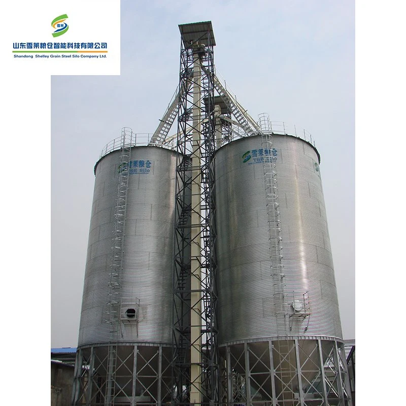 Shelley silo de la farine de grain de la Chine les fournisseurs de Silo en Acier inoxydable de 14 tonnes a galvanisé le fond du bac, les aliments pour volaille Silo Silo de fond de trémie