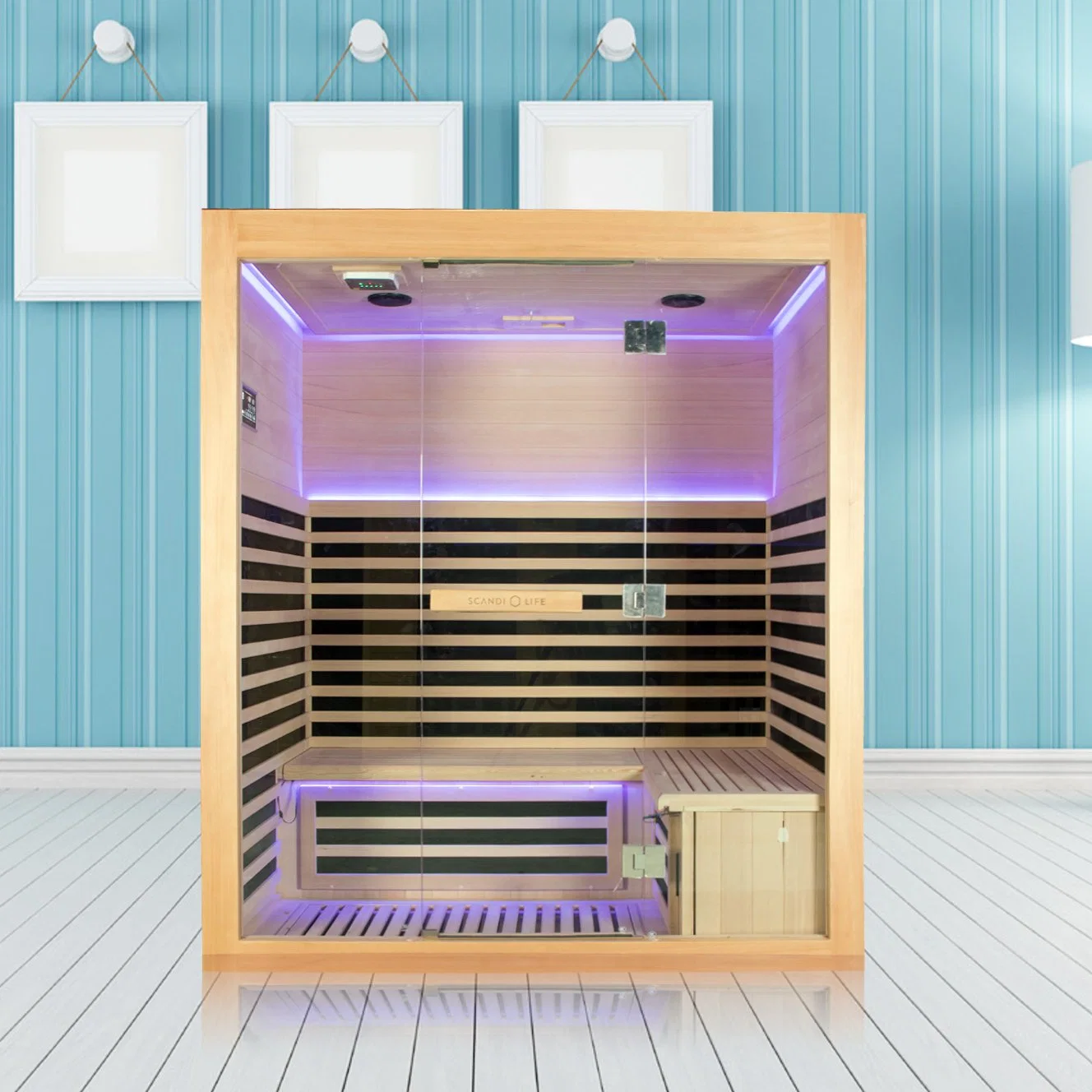 Baño Sauna combinación Puerta de vidrio portátil Sauna de Madera