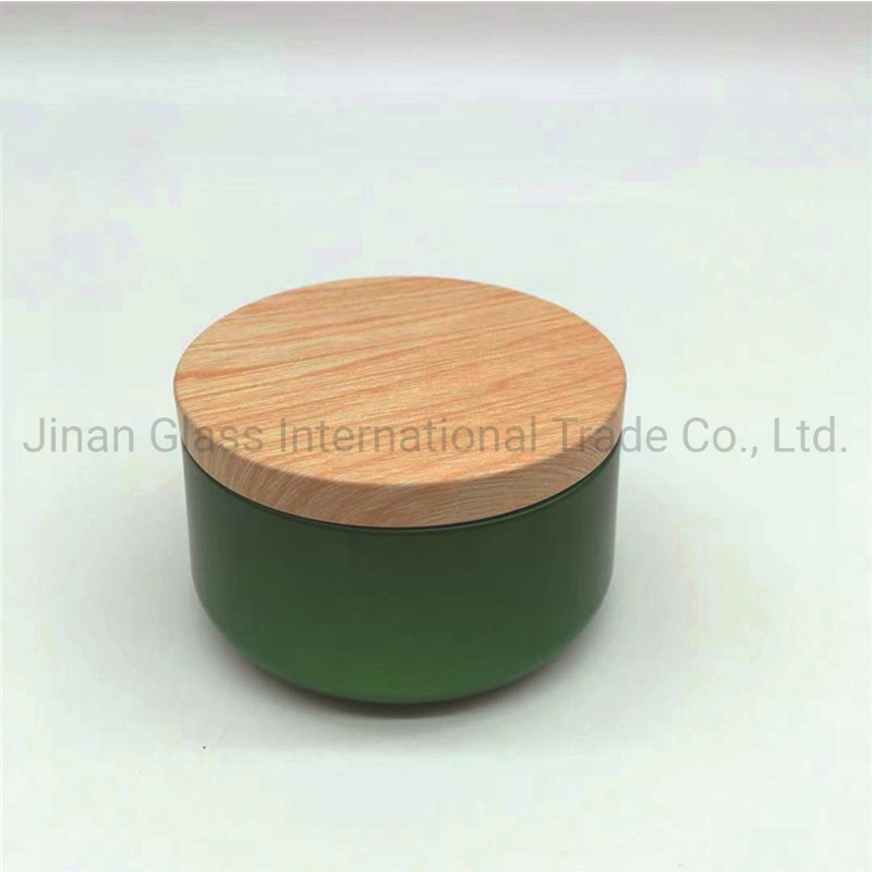 Wood Grain Covered Wax Can 8oz Aromatic Soybean Candle Can Jewelry Packaging Iron Box Toy Packaging Iron Box