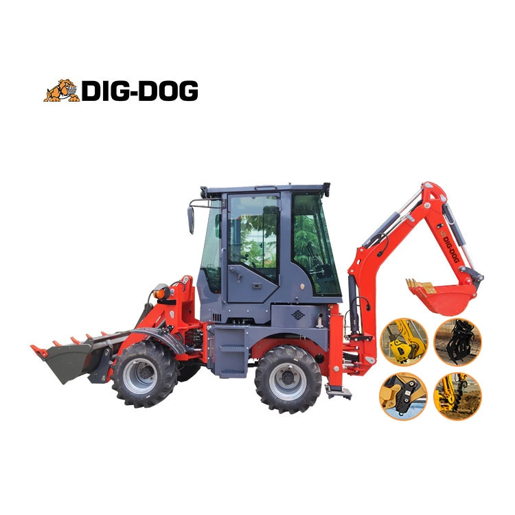 Enclosed Tractor with Loader and Backhoe 1t Backhoe Loader Excavator Mini Backhoe Loader