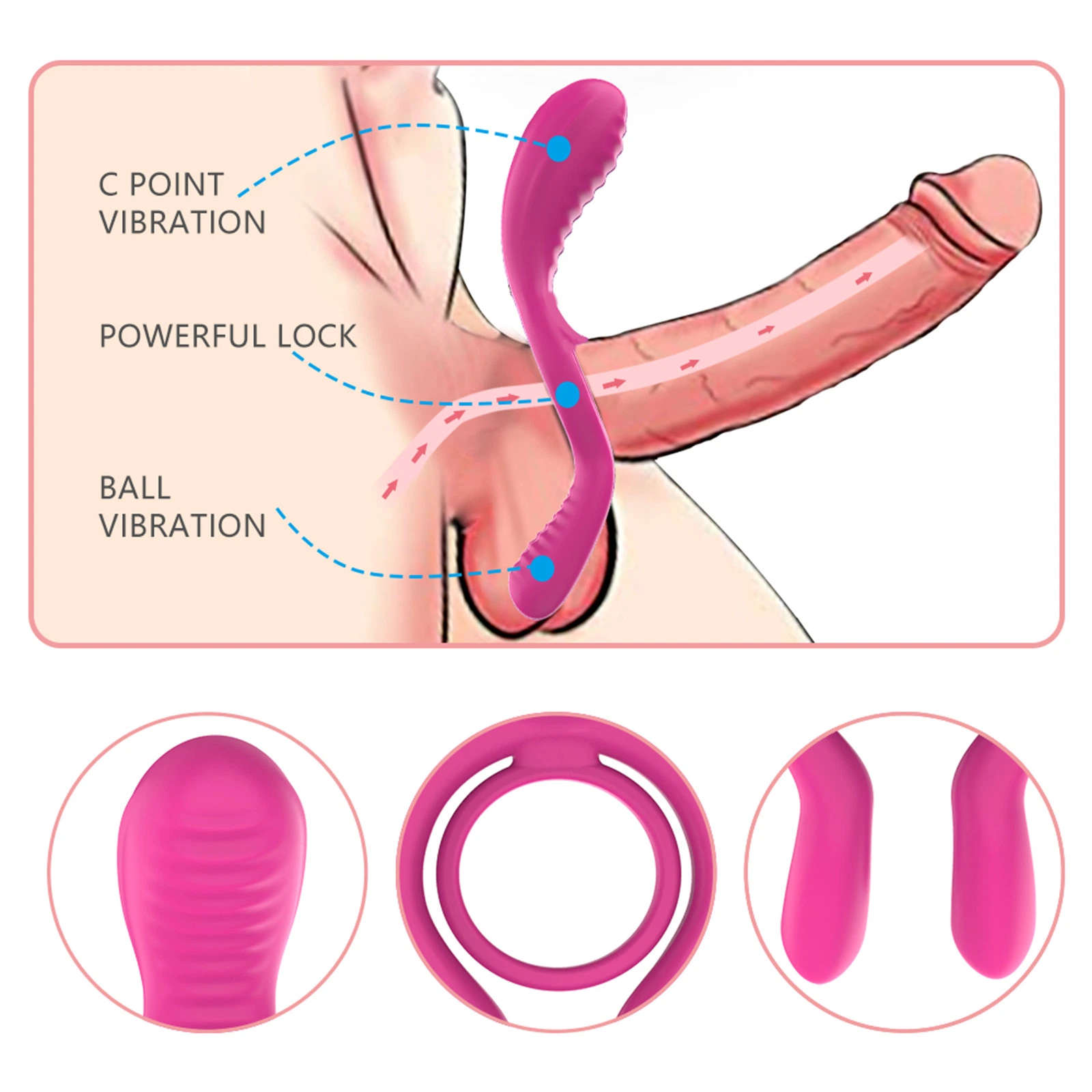 Adult Erotic Toys Delay Ejaculation Male Prostate Massager Penis Cock Ring