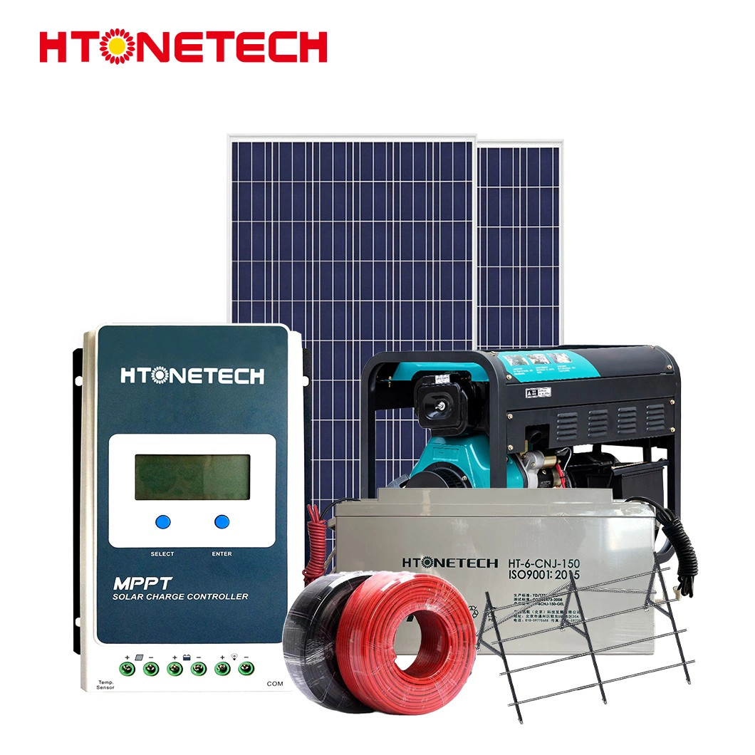 Htonetech off Grid Portable Solar Power Systems China Solar Cells Monokristallines Silizium 13,5kVA Diesel Generator System Photovoltaik 10kw Hybrid Solar System