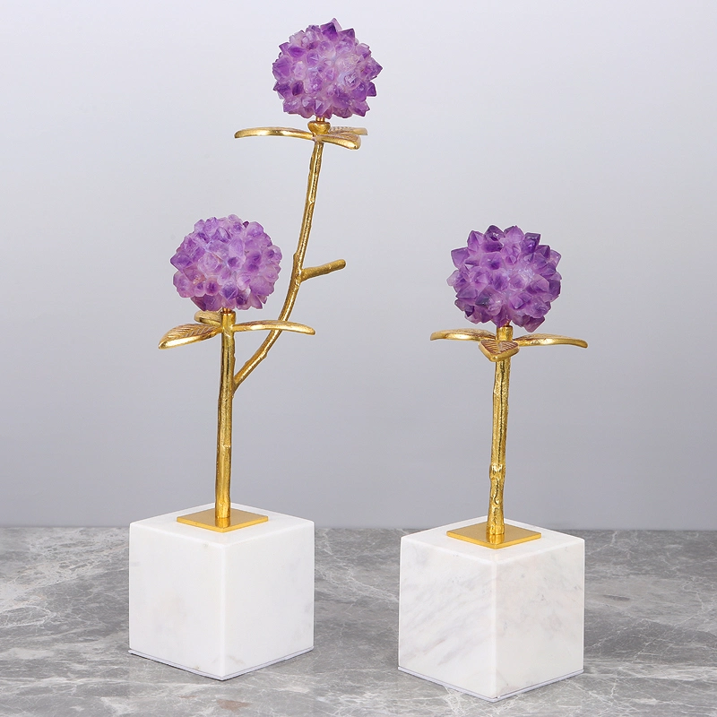 Mobiliário moderno Tabletop orns Natural Purple Crystal Stone decorativo flores Para Casa