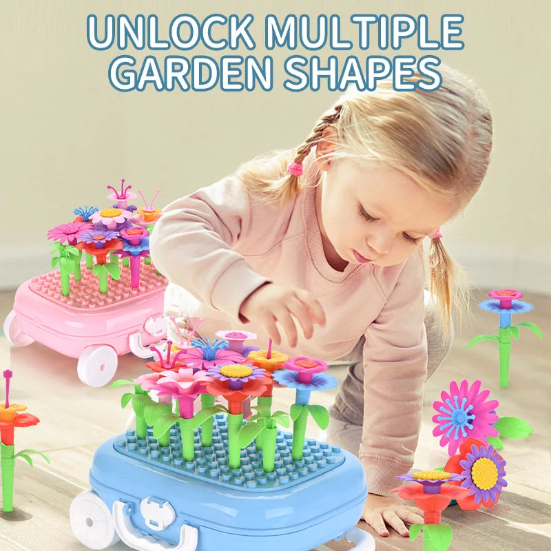 Novos filhos DIY montar blocos Flores Brinquedos 39PCS Edifício Jardim de brinquedos de plástico Games