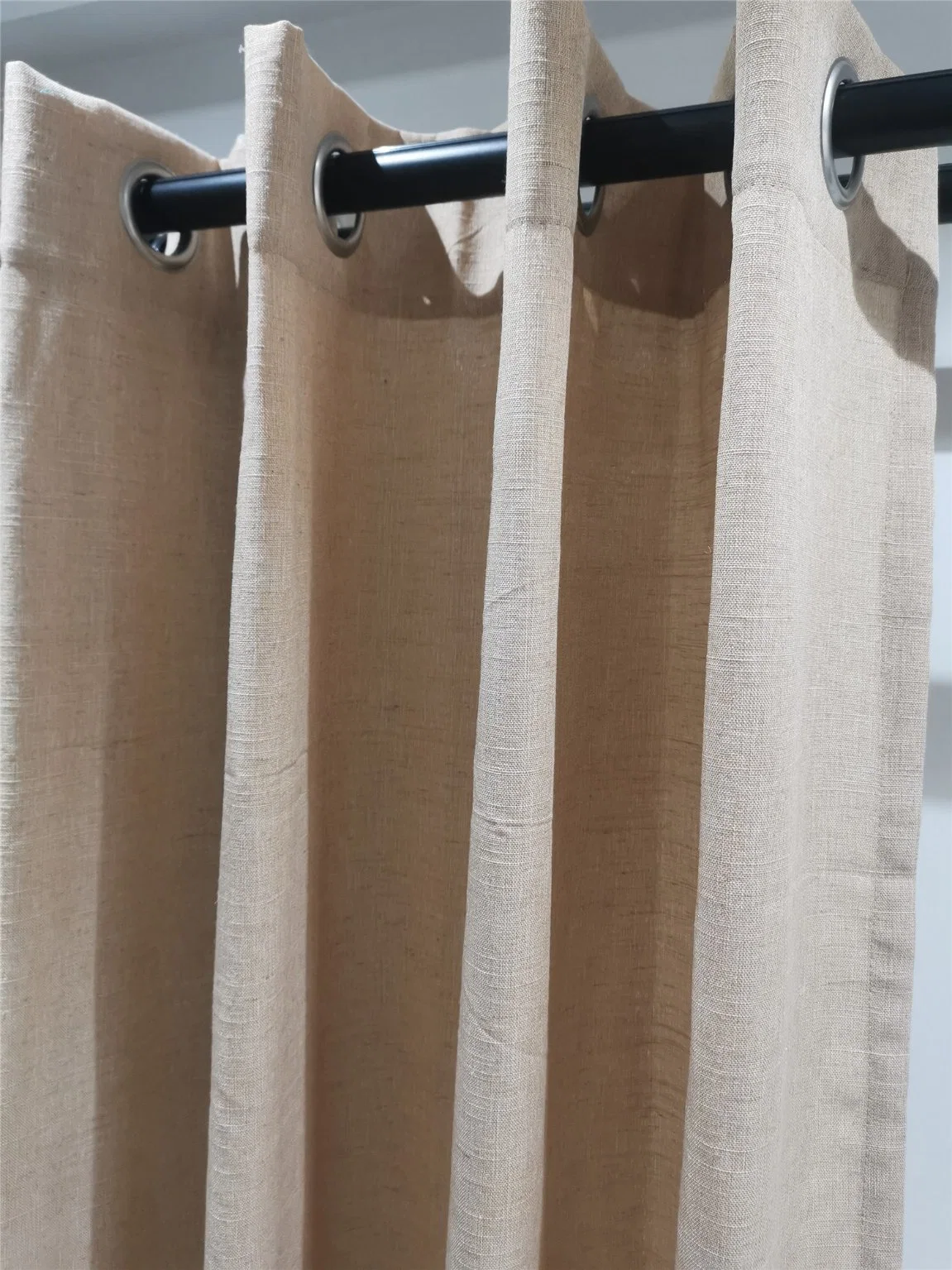 100% Poly Slub Structure Linen Like Solid Curtain