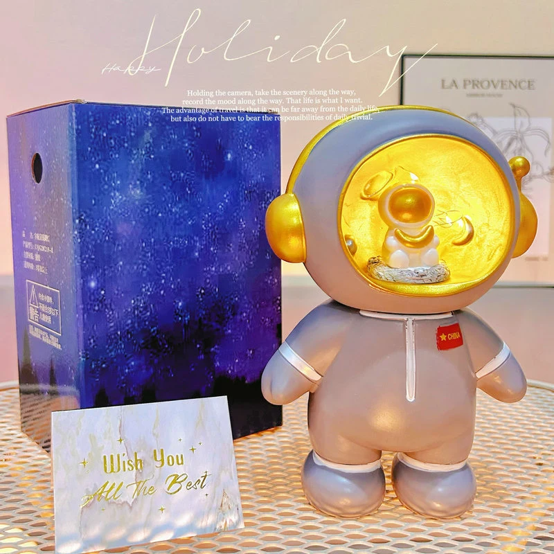 Astronauta luminoso pequeña luz nocturna Banco Piggy bebé Sala pequeña estudiante Regalos de cumpleaños