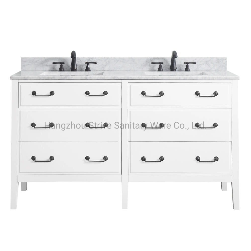 25-Inch Free-Standing White Artificial Stone Top Solid Wood Bathroom Vanity