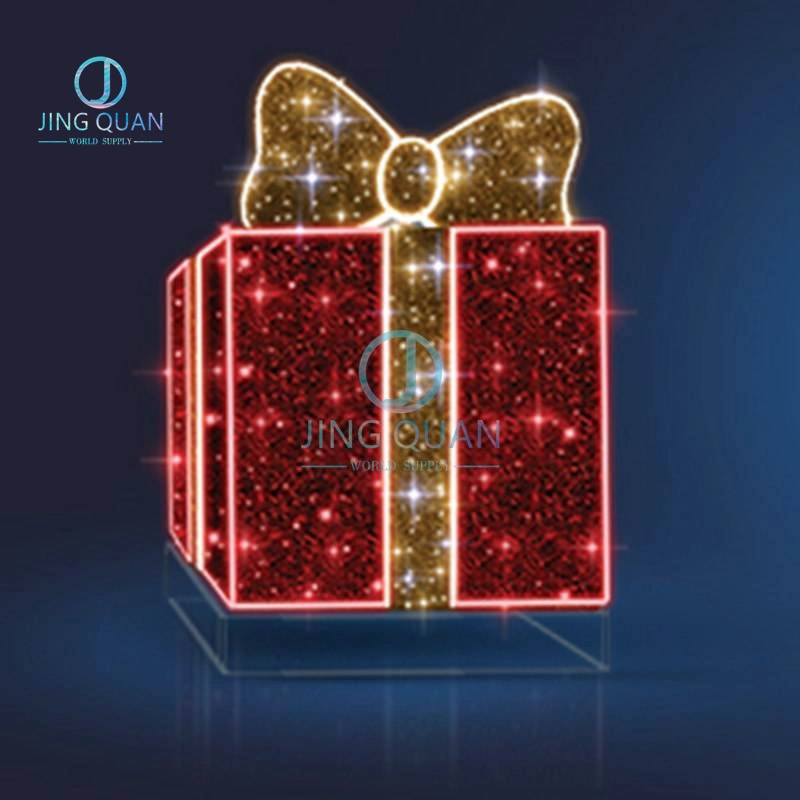 Dreamy Decoration LED Gold Factory Supply 3D Motif Xmas Light Outdoor Christmas Gift Box Festival Beautify Decoration