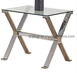 Living Room Luxury Glass Top Modern Silver Stainless Steel Metal Stand Console