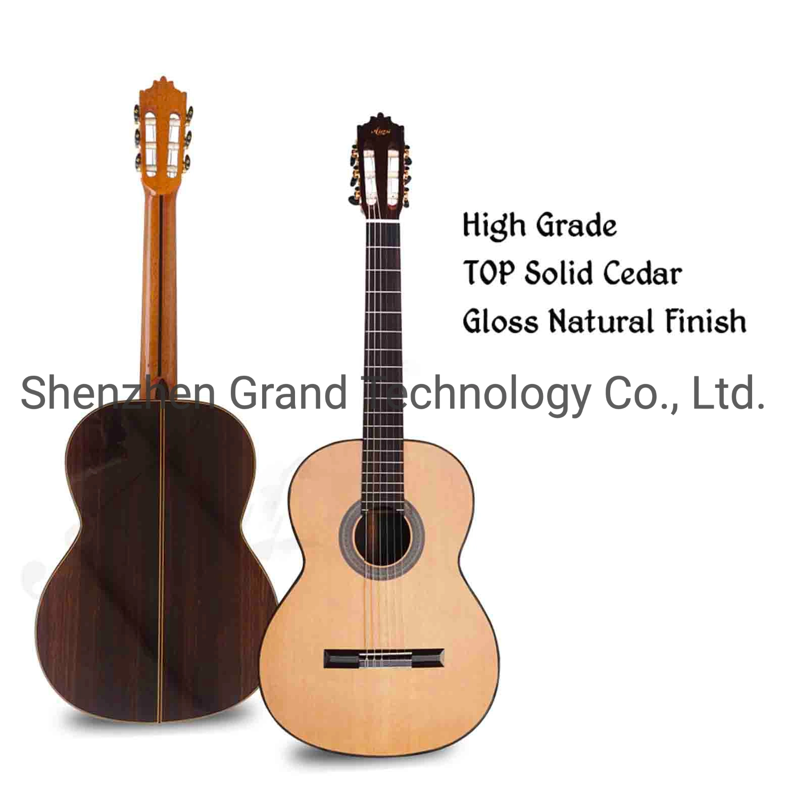 Todos personalizados de madera maciza la guitarra clásica española importadas 3una sólida de Abeto o Cedro alemán de madera de palisandro sólido Reverso